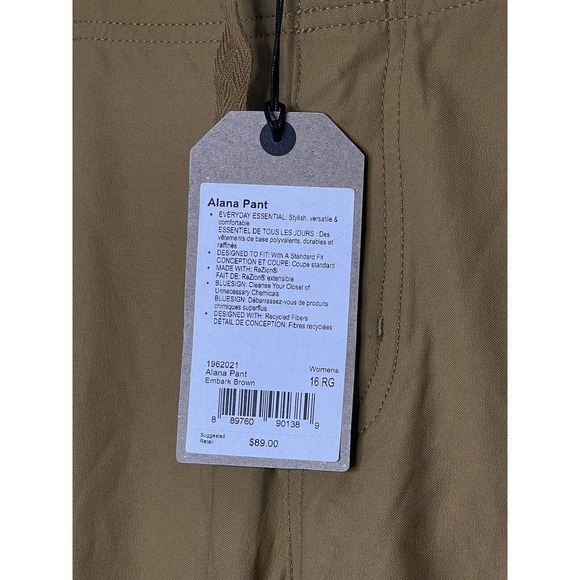 NWT Prana Alana Roll Up Leg Pants SZ 16 Women’s Casual Lightweight Outdoor $89 - Picture 8 of 13
